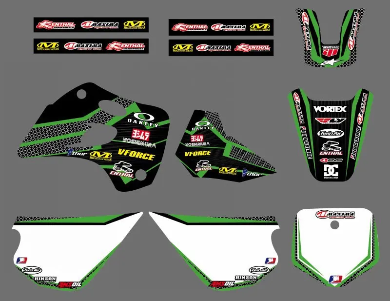 Графика и фоны мотоцикла команды наклейки Наборы наклеек подходят для Kawasaki KX80 KX 80