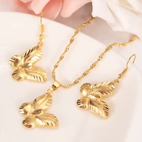 gold dubai png butterfly drop dangle earrings necklace jewelry sets for women girls jewelry wholesale accessories best gift