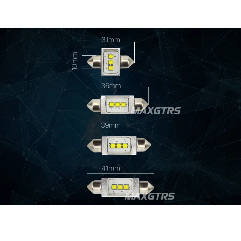 2x автомобиль гирлянда C5W налобный фонарь на 3 светодиодах Cree чип лампы 12V Canbus Error Free карта лампа гирлянда для внутреннего купола Лампы для чтения супер белый 31/36/39/41 мм