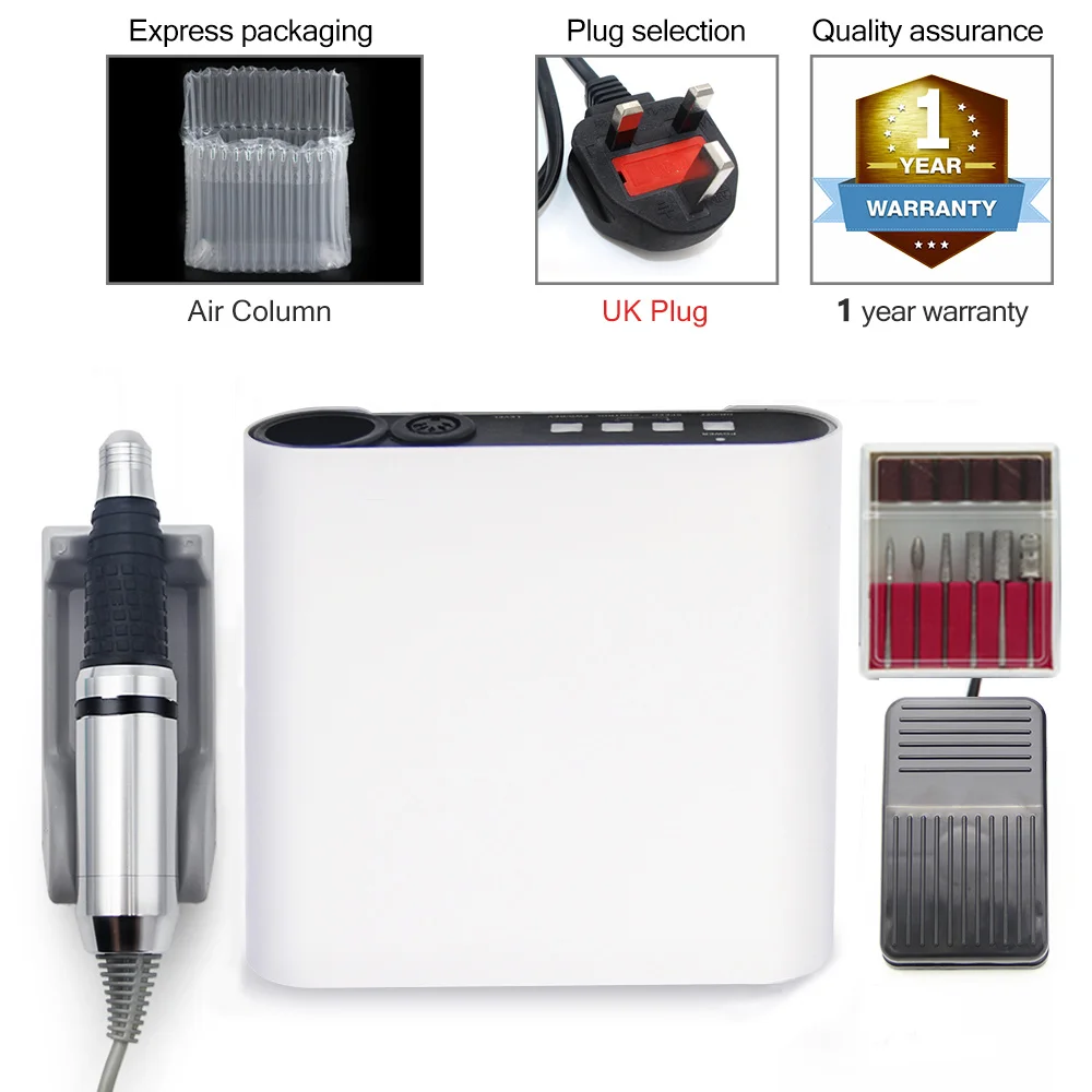 SD-10 UK Plug LKE электрическая дрель для ногтей для маникюрных фрез с 12 шт. сверло для ногтей 30000 об/мин Электрический Маникюр Педикюр аксессуары инструменты - Цвет: SD-10 UK Plug