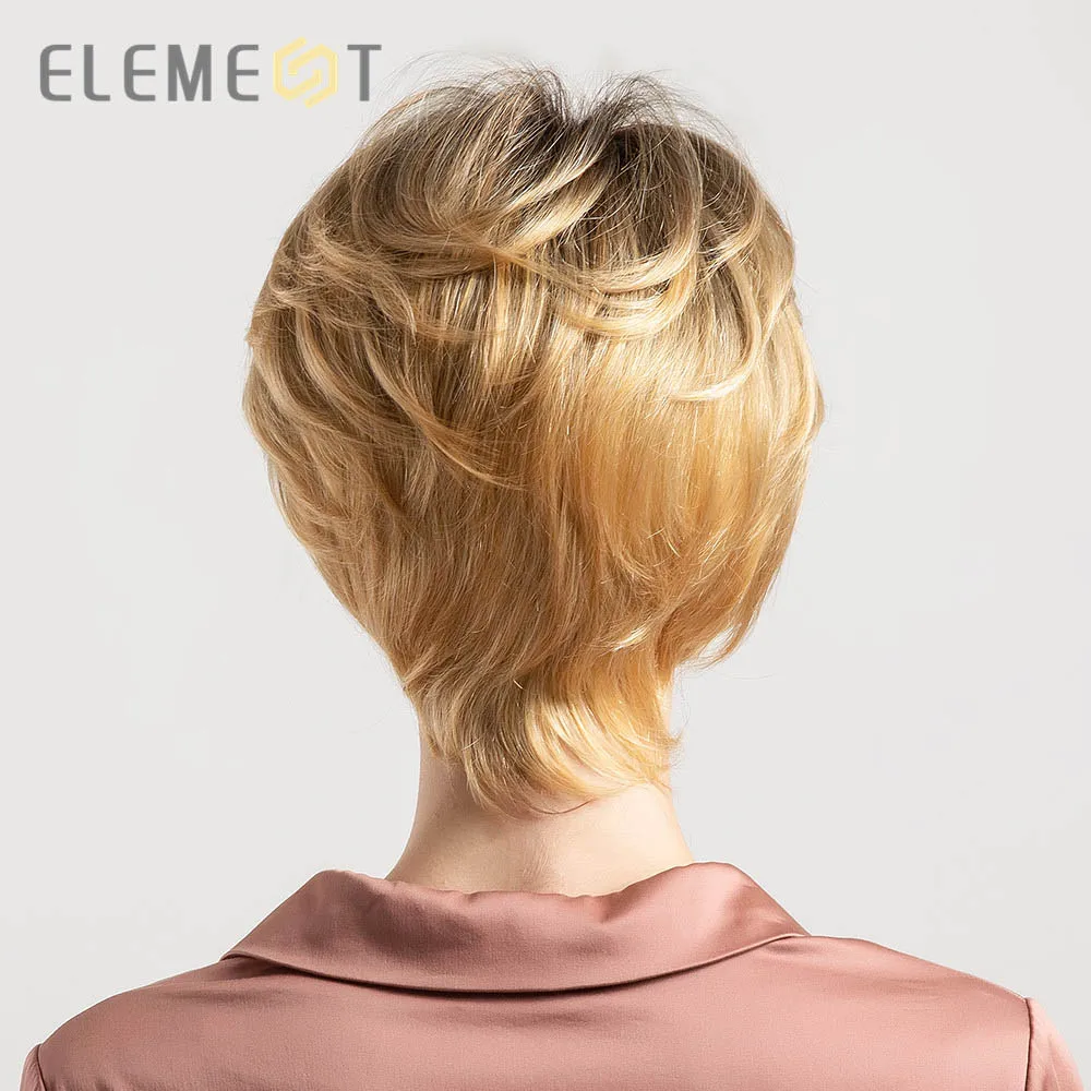 Element, 6 дюймов, короткий синтетический парик, смесь, 50% человеческие волосы для женщин, модные, стриженые, вечерние, на каждый день, парики - Цвет: R4-144