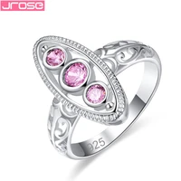 jrose fashion round cut pink purple cubiz zirconia jewelry 925silver ring size 6 7 8 9 for women engagement wedding gifts