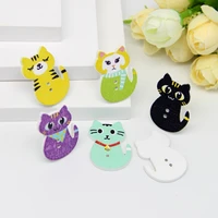 new arrival 2230mm 50pcs mixed color random cat wooden buttons two holes sewing craft scrapbooking garment accessories