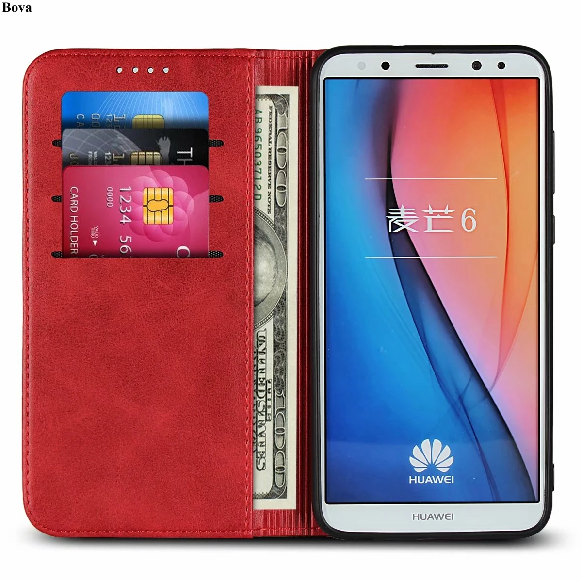 Кожаный чехол для huawei Коврики 10 Lite/huawei Nova 2i раскладной чехол с держателем карты кобура магнитное притяжение Чехол кошелек чехол coque