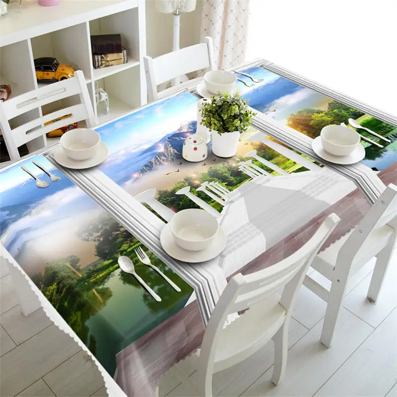 3D Tablecloth Lily Pattern Polyester Dustproof Table cloth Christmas Dinner Decoration Cover | Дом и сад
