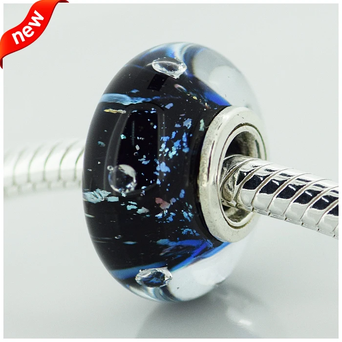 Полуночные эффектные стеклянные бусины из муранского стекла подходят для