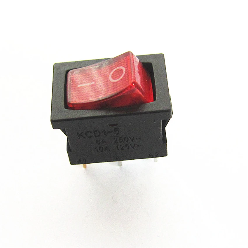 

15*21mm KCD1 On-Off 3Pin Boat Car Rocker Switch 6A/10A 250V/125V AC Red Button Power dispenser switch Boat Switch