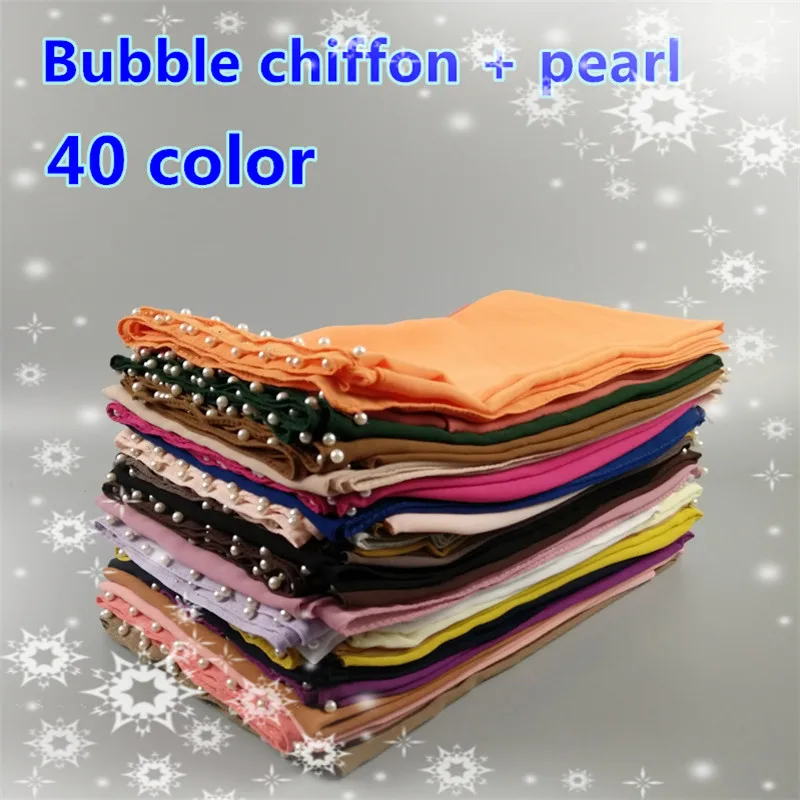 

A 25 white pearl Top sale 180*75cm bubble chiffon hijab headband shawl summer muslim scarves scarf