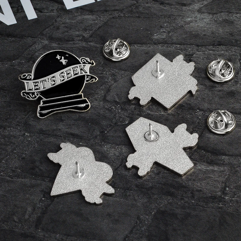 Черный Кристальный шарик магическая книга гроб Сердце Pin эмали брошь на булавке
