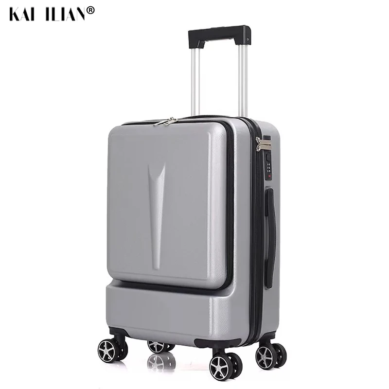 Unisex Aluminum Frame Suitcase Front opening Business Travel Trolley Rolling Luggage Spinner Wheels Boarding Cabin 20