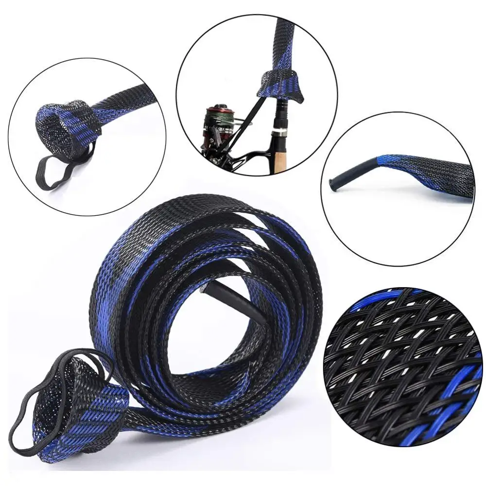 ZHENDUO OUTDOOR 10Pcs Fishing Rod Sleeve Rod Socks 67’’/74.8’’ Rod Covers Braided Mesh Rod Protector Fishing Tools Accessories