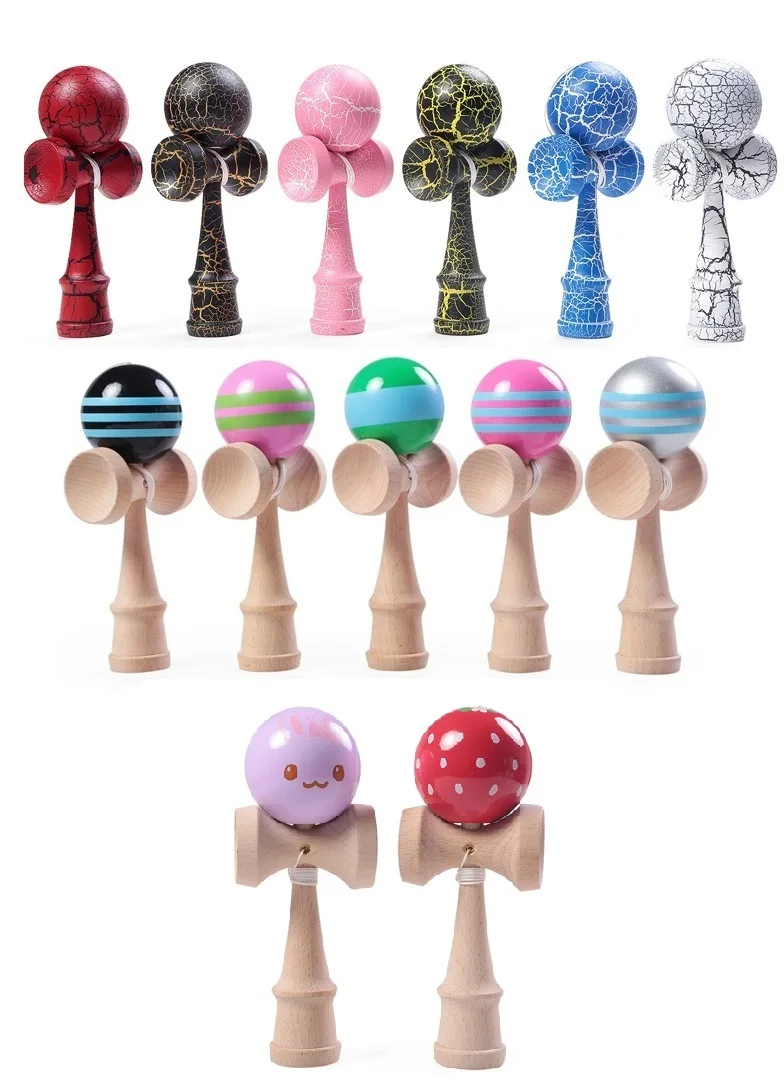 10pcs Ran dom color Высококачественная игрушка кендама Мячи игрушки трещины резиновые jumbo kendama игрушки для детей Япония спортивные игрушки - Цвет: 10pcs Ran dom color