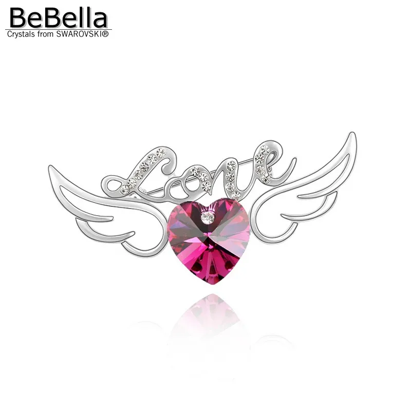 BeBella 6 видов цветов женские сердца брошь с крыльями сделаны элементами Swarovski|wing