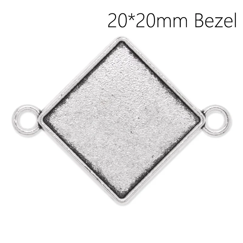 Квадратные Античные Серебряные Пустые Подвески лотки 20 мм коннекторы для