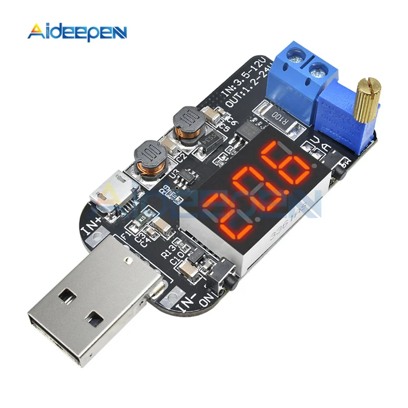 USB 5 В до 3 в 9 12 18 24 Регулируемый понижающий регулятор напряжения модуль
