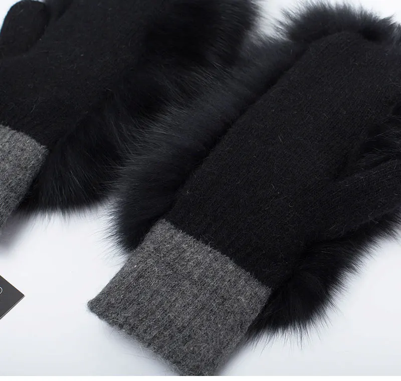 Pudi GF703 перчатки из натурального Лисьего меха и шерсти Варежки меховой дизайн для этой зимы