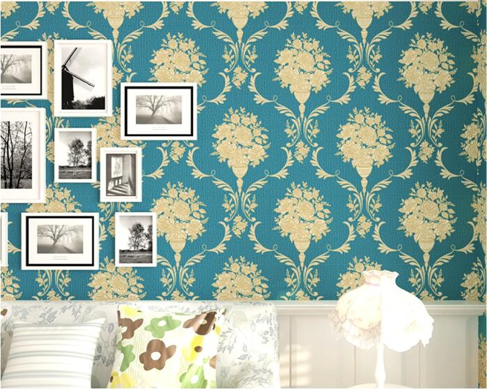 beibehang American nonwoven wall paper 3D restaurant TV European pastoral flowers vertical AB version of the 3d wallpaper behang |