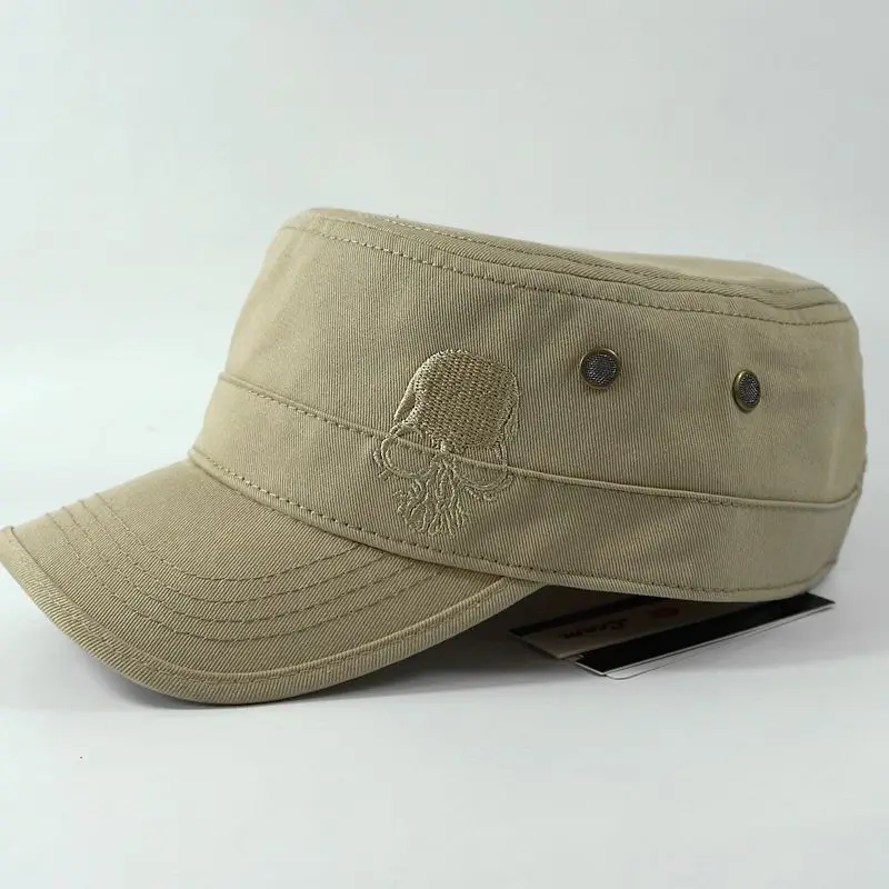 Новый Череп вышитый логотип Для мужчин плоской верхней Шапки Хлопок Snapback flattop