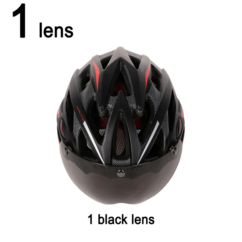 Black Red 1 Lens MOON 275g Магнитные очки Сверхлегкий велосипедный шлем с объективом в форме велосипеда шлем 25 вентиляционных отверстий Casco Ciclismo - Цвет: Black Red 1 Lens