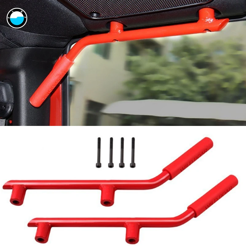 Для Jeep Wrangler аксессуары Передняя и задняя красная/черная твердая стальная ручка
