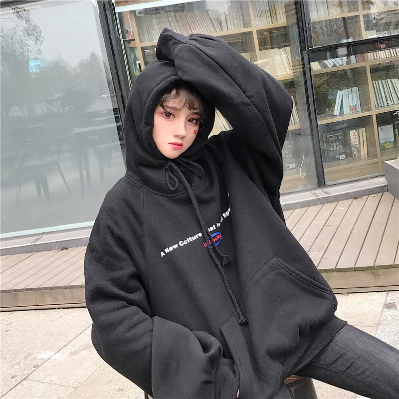 Толстовки женские пуловеры трендовые Ulzzang BF буквы толстые женские s корейский стиль студентов печатных свободные Harajuku Толстовка Одежда