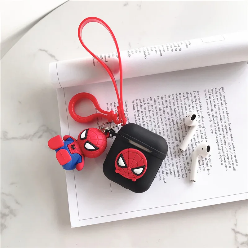 Spiderman Marvel, Железный человек, с рисунком, беспроводные Bluetooth наушники, мягкий силиконовый чехол, сделай сам, защитный чехол для Apple Airpods, зарядная коробка - Цвет: Spiderman