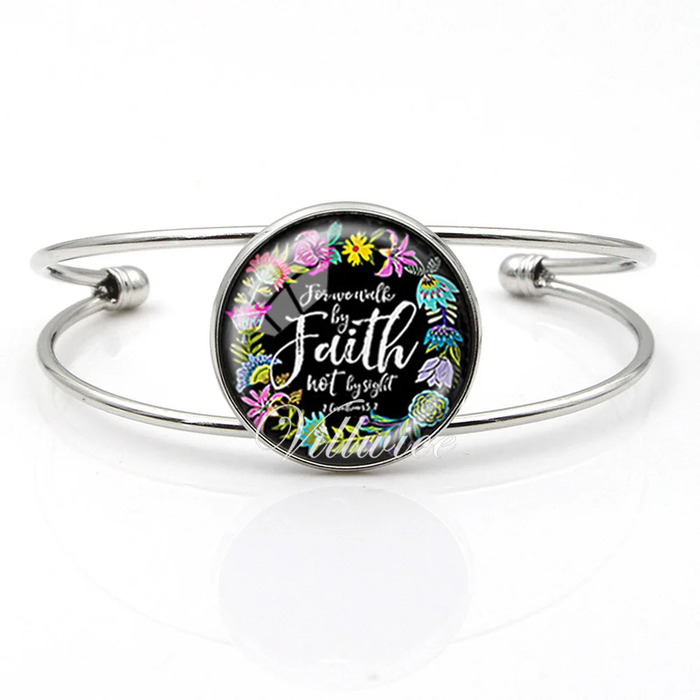 VILLWICE Горячая Мода Библейский стих браслет со стеклянным кабошоном манжеты