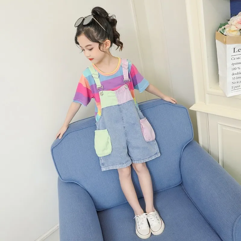 Детские летние комплекты комплект из 2 предметов для девочек яркие футболки в