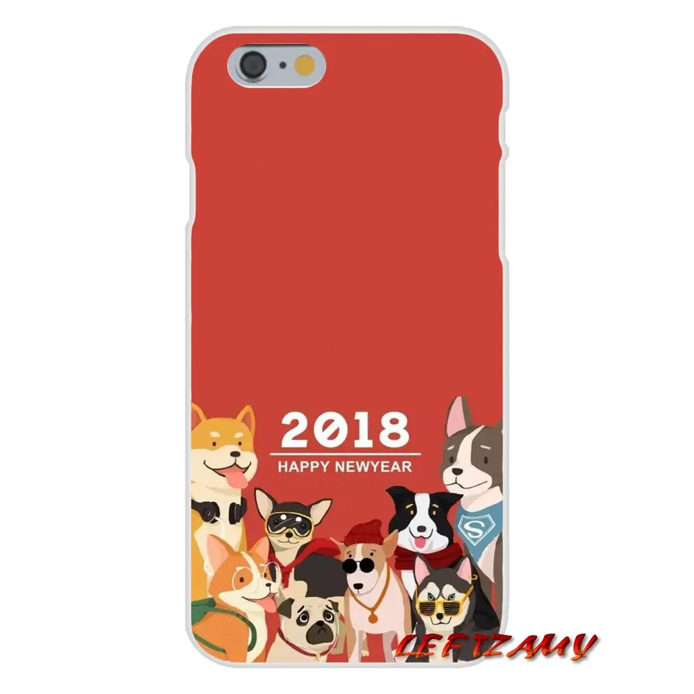 Для iPhone X 4 4S 5 5S 5C SE 6 S 7 8 плюс 2018 Happy Новый год милые аксессуары для собак телефон
