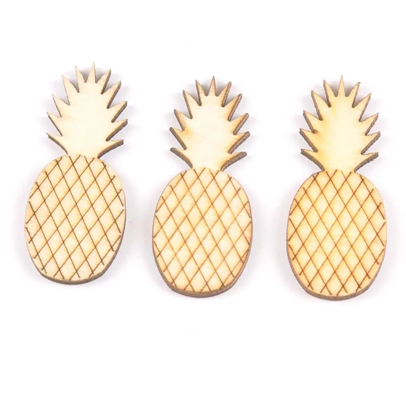 

10Pcs Wood DIY Accessories Natural Wooden pineapple Scrapbooking Crafts Embellishment For Home Decoration 20x48mm MT1946