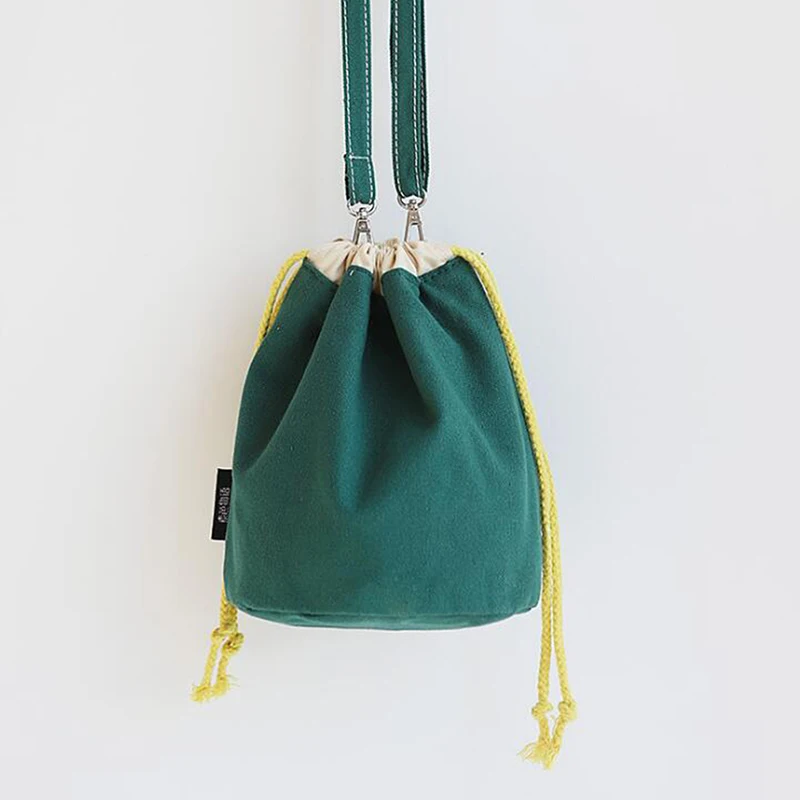 Женская сумка из хлопка и льна однотонная Повседневная на шнурке с карманами для