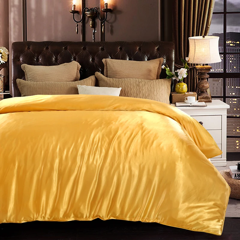 Роскошное шелковое постельное белье в новом стиле однотонный двуспальный