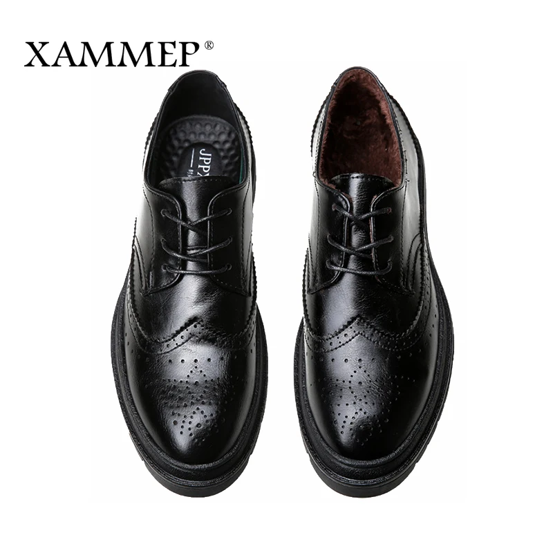Кроссовки Xammep мужские зимние сплит кожа плюшевые плоская подошва на шнуровке