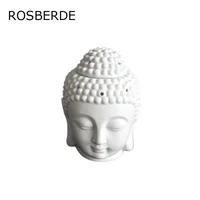 ceramic buddha statue oil burner candle lamp head censer home decor miniatures aroma burner btransparent white porcelain censer