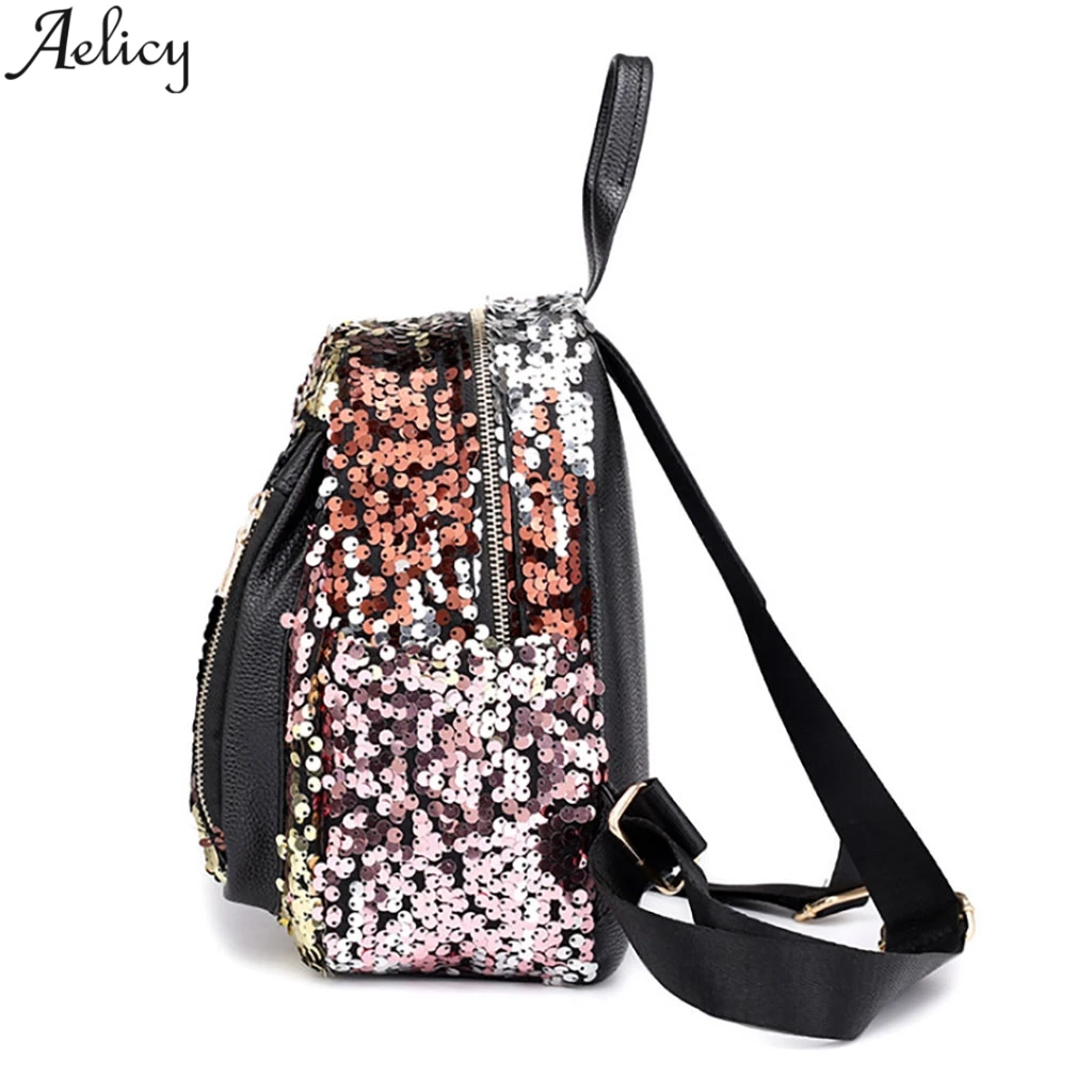 Aelicy Модный Цветной женский рюкзак с блестками из искусственной кожи высокое