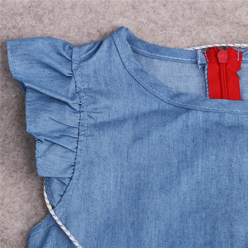 Красивые платья для маленьких девочек джинсовое платье без рукавов повседневная