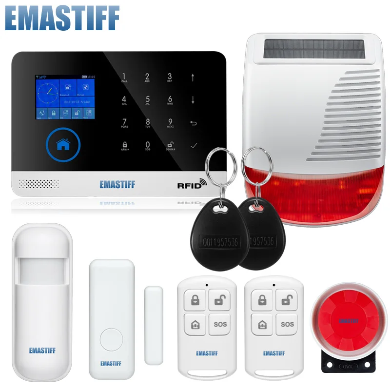W2BF EN RU ES PL DE TFT дисплей экран беспроводной домашней безопасности Wi-Fi GSM сигнализация SMS приложение дистанционное управление RFID карты Arm Disarm - Цвет: W2BF