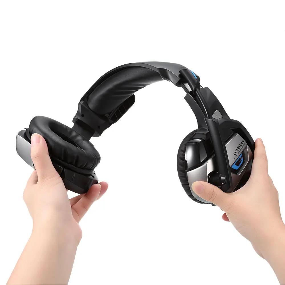 ONIKUMA K5 игровая стереогарнитура проводной светодиодный бас Шум Отмена наушники с