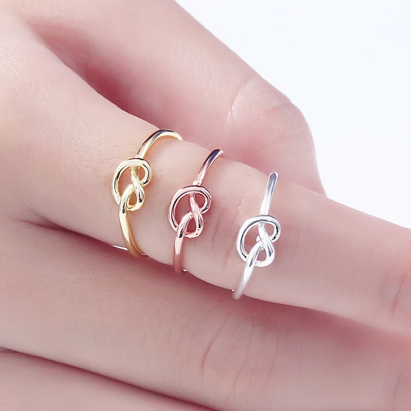 Обычное кольцо из стерлингового серебра 925 пробы в стиле банта женское модное