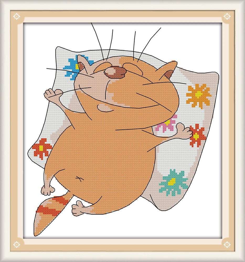Набор для вышивки вышивка нитка с рисунком ленивой кошки мультяшная Вышивка
