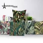 Декоративные наволочки с тропическим принтом, дождевая зеленая льняная Подушка 45*45