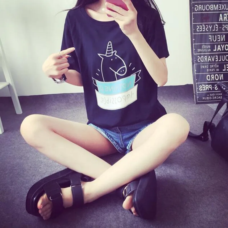 Новинка 2017 года летняя одежда в японском стиле Харадзюку футболка с коротким