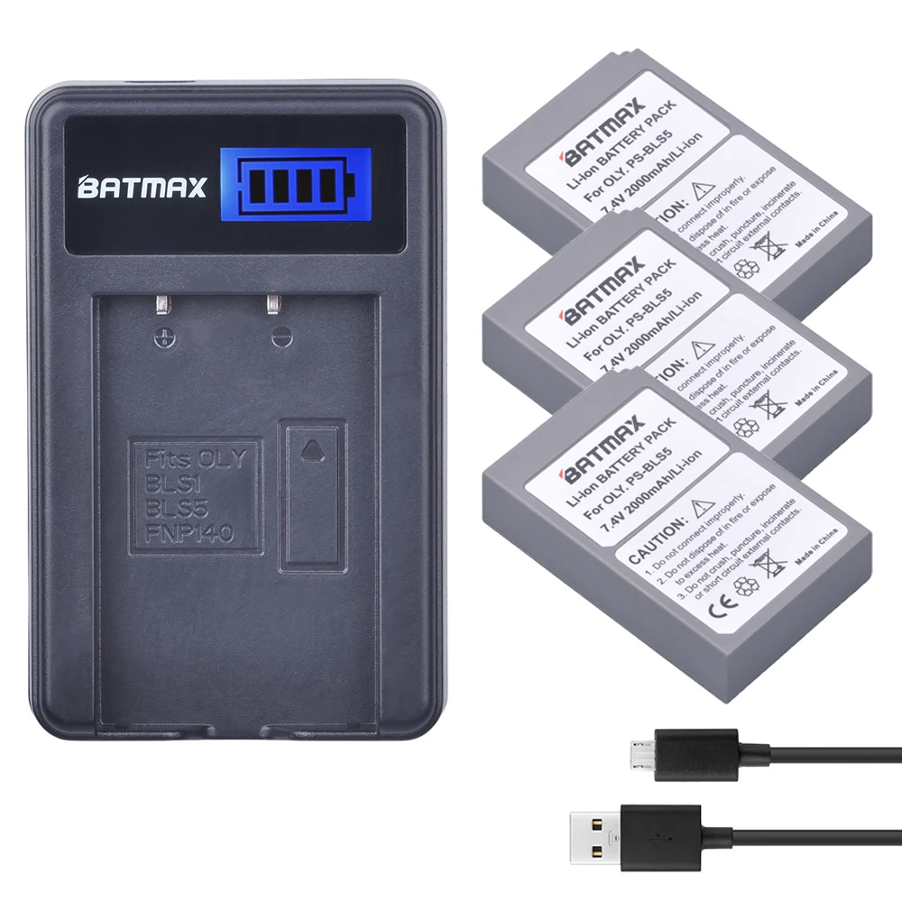 3pcs PS BLS5 BLS 5 BLS50 Battery + LCD Charger для Olympus PEN 50 E PL2 PL5 PL6 PL7 OM D II Stylus1|charger for olympus|for olympusbattery bls-5 |