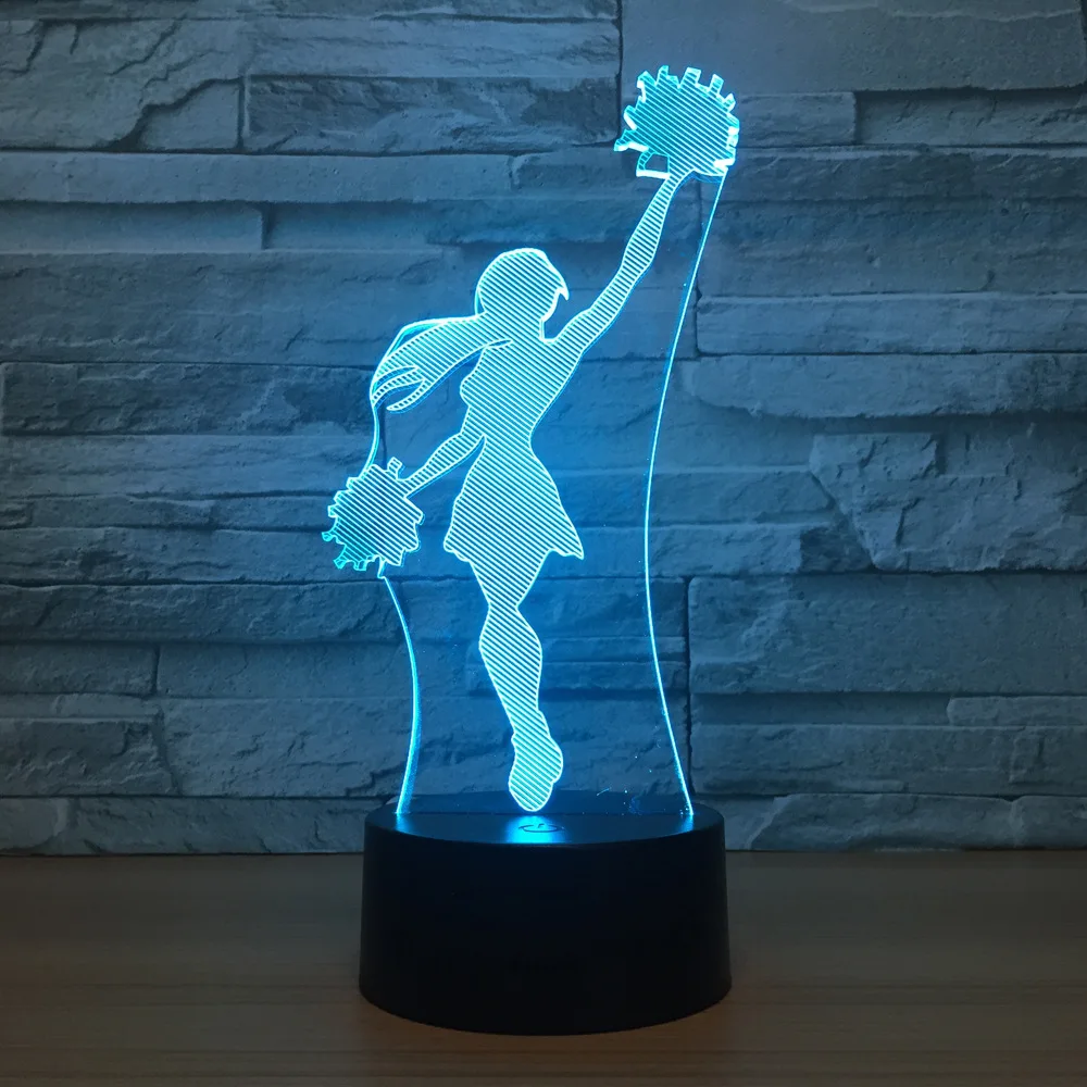 3D лампа Cheerleader для девочек крутой светильник 7 цветов светодиодная настольная