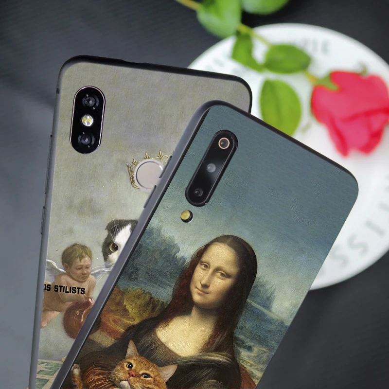 Забавный Мягкий силиконовый чехол для телефона Mona Lisa Pat Cat Art Для xiaomi mi 9 pro 9t se 8
