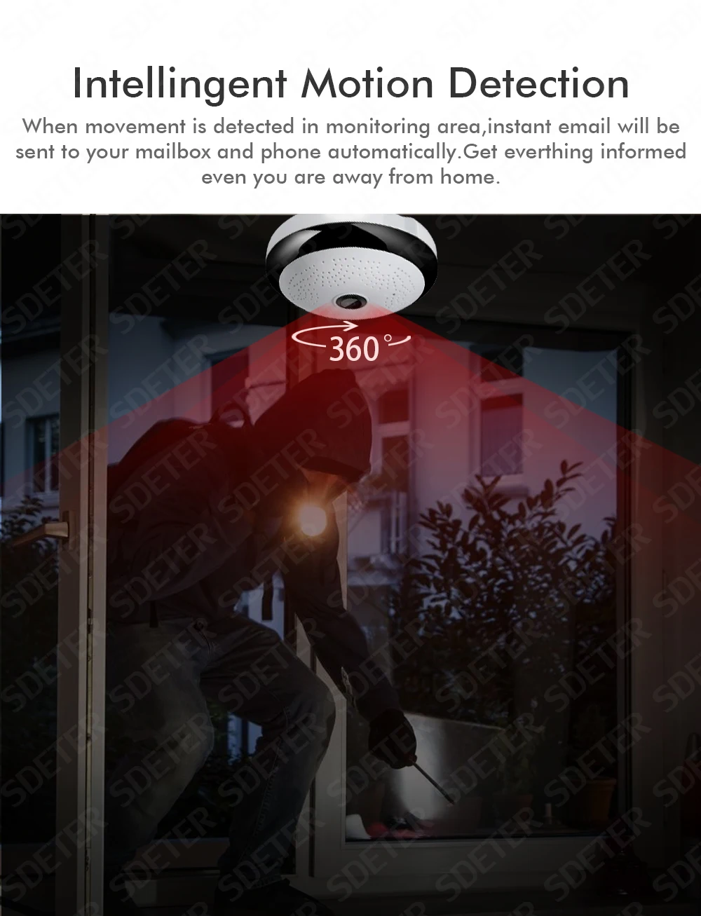 SDETER лампа 1080P беспроводная wifi камера IP CCTV камера панорамная рыбий глаз домашняя камера безопасности VR 360 градусов ночного видения