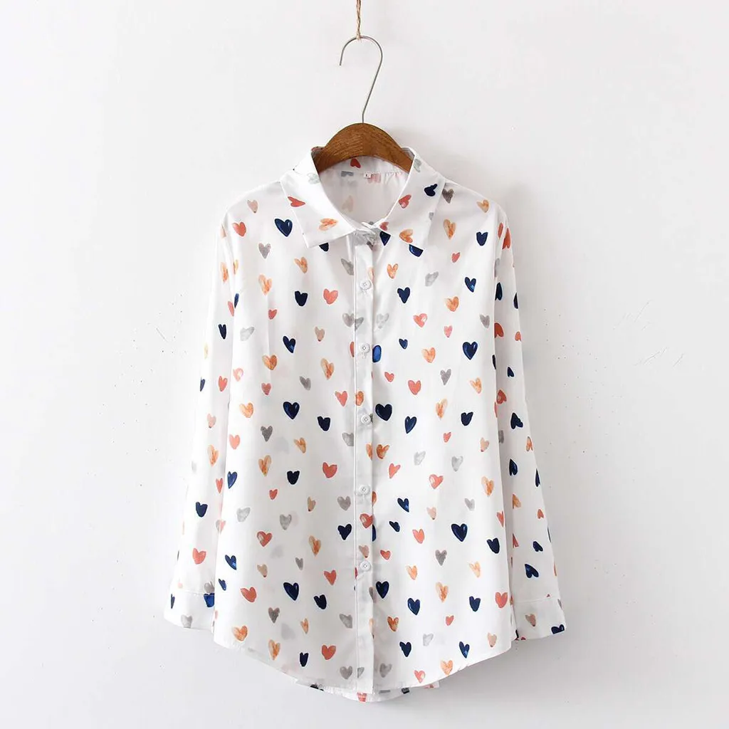 Женские блузки с длинным рукавом и отложным воротником Feitong корейские