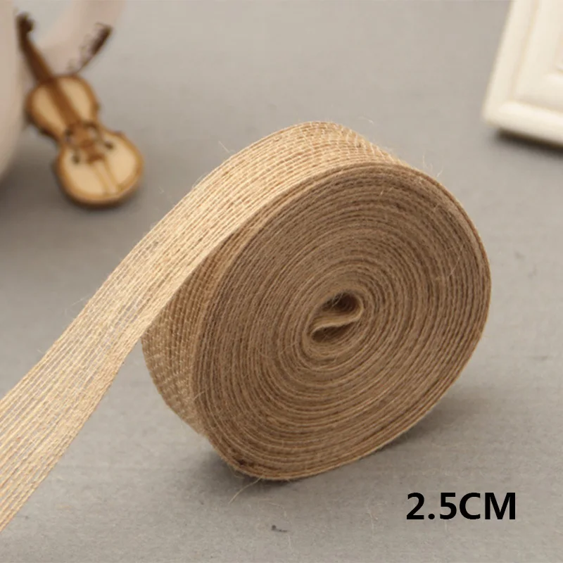 Wide 2.5cm 5 м длина натуральная винтажная джутовая Мешковина Лента Сделай Сам свадебный подарок упаковка принадлежности Свадебная вечеринка Декор плетение ремесло свадебное украшение - Цвет: Wide 2.5cm