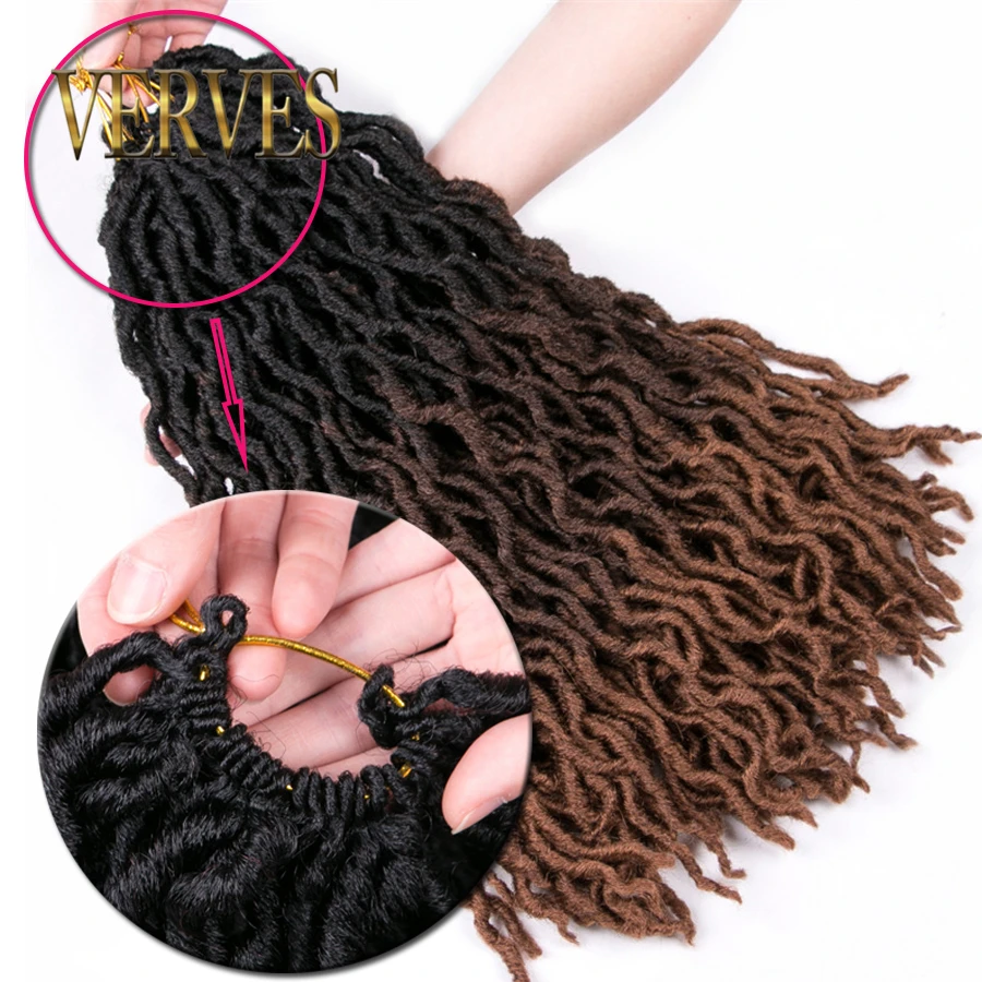 Накладные волосы VERVES Ombre Faux locs CURLY вязаные крючком для наращивания 20 дюймов 24 корня/упаковка косички дредлоки