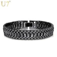 u7 mens bracelet punk biker style blacksilvergold big wide 12mm chunky chain link wrist bracelets fathers day gift h550
